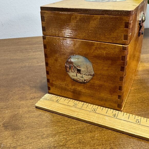 Vintage Woodpecker WoodWare Wood Box Hand Painted in Japan 6x4x5 Wooden - Picture 14 of 14